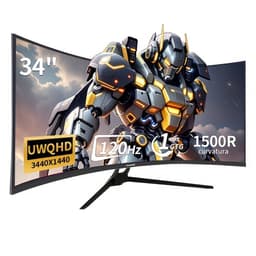 34-inch Curved Monitor – Ultrawide Scherm – Gaming Monitor – PC Monitor – UWQHD Display – 3440x1440 Resolutie – 120Hz Verversingssnelheid – 165Hz Reactietijd — thumbnail 5
