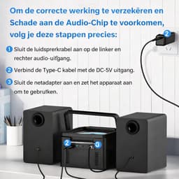 Stereo-installatie 40W met CD-speler & Cassetterecorder – 9-in-1 HiFi Muziekinstallatie met Bluetooth 5.1, FM-radio, USB, TF & Afneembare Houten Luidsprekers | Zwart — thumbnail 3
