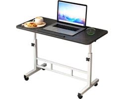 Mobiel Sta-bureau Zit-sta bureau Verrijdbaar - Voor Thuiskantoor & Laptop - Verstelbare Hoogte - Witte Sta-tafel met Wielen - zit sta bureau verstelbaar bureau - Zwart 80x40cm
