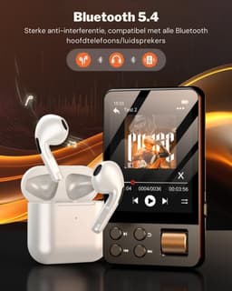 SNJY® MP3 Speler Bluetooth - MP4 Speler - Muziek Speler - 64GB - Touchscreen - Zwart — thumbnail 3