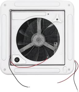 Premium - 12V 8W RV Ventilatieventilator - LED-licht - IP68 Waterdicht - 6 Snelheden - Handmatige bediening - 28x28cm - Caravan Dakafzuigventilator - Ventilatiesysteem - Geschikt voor campers - Wit model — thumbnail 1