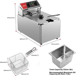 Professionele Elektrische Friteuse 8L met Temperatuurregeling 80-200°C voor Horeca — thumbnail 4
