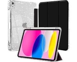 Schokbestendige Glitter Hoes voor iPad 11e/10e Generatie 11 Inch met Potloodhouder, Transparante Achterkant