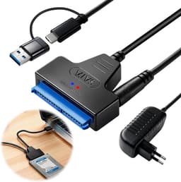 SATA USB Adapter - Externe Harde Schijf - Data Overzetten - Met Voeding - Compact Formaat - Zwart — thumbnail 4