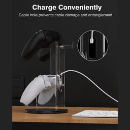 Controller Houder voor 2 Controllers en Headset - Gaming – 23,5 cm – Acryl Zwart/Transparant — thumbnail 2