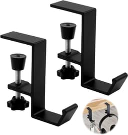 2-delige hoofdtelefoonhouder, headsetstandaard, bureauhoofdtelefoonhouder, bureaustandaard, verstelbaar met ophanghaak, bureau-organizer voor gaminghoofdtelefoons, sleutels en accessoires — thumbnail 1