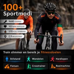 Hibousee Smartwatch Heren & Dames met Belfunctie – 100+ Sportmodi – Hartslagmeter – Waterdicht – Fitness Tracker – Zaklamp – Geschikt voor iOS & Android — thumbnail 3