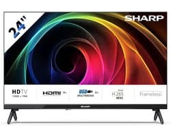 HD Televisie - Klein Beeldscherm - Extra Kamer - Frameloos Design - 24 Inch - Zwart