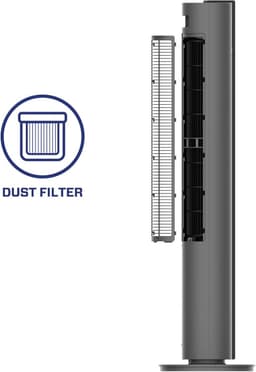 Luxe Toren Ventilator - Slimme Ventilator - Frisse Lucht - App Bediening - 31x31x111cm - Grijs — thumbnail 1