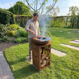 Plancha BBQ – ASH - Glow - Plancha barbecue met grillring – Vuurschaal & Plancha bakken – Cortenstaal — thumbnail 3