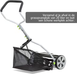 Aurixi® Grasmaaier Handmatig – Handmaaier Met 20 liter Opvankzak – Grasmaaiers – Grijs - 53cm x 43cm x 26cm — thumbnail 5