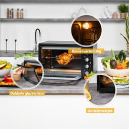 AMA® Heteluchtoven - Oven - Airfryer Oven - Zwart - 45 Liter — thumbnail 3