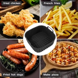 2 Pack 7.1 Inch Vierkante Siliconen Air Fryer Liners - Herbruikbaar Voor 4 - 7 QT - Oven En Airfryer Accessoires -Airfryer Accessoires - zwart — thumbnail 4