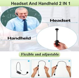 Draadloze UHF Headset Microfoon 2-in-1 - Handheld en Headset Microfoon met 165ft Bereik voor Onderwijs, Fitness en PA Systemen — thumbnail 4