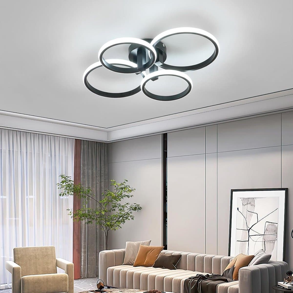 Dimbaar LED Plafondlamp Zwart 76W | Moderne Ronde Plafondverlichting met Afstandsbediening | 3000K-6500K — afbeelding 1
