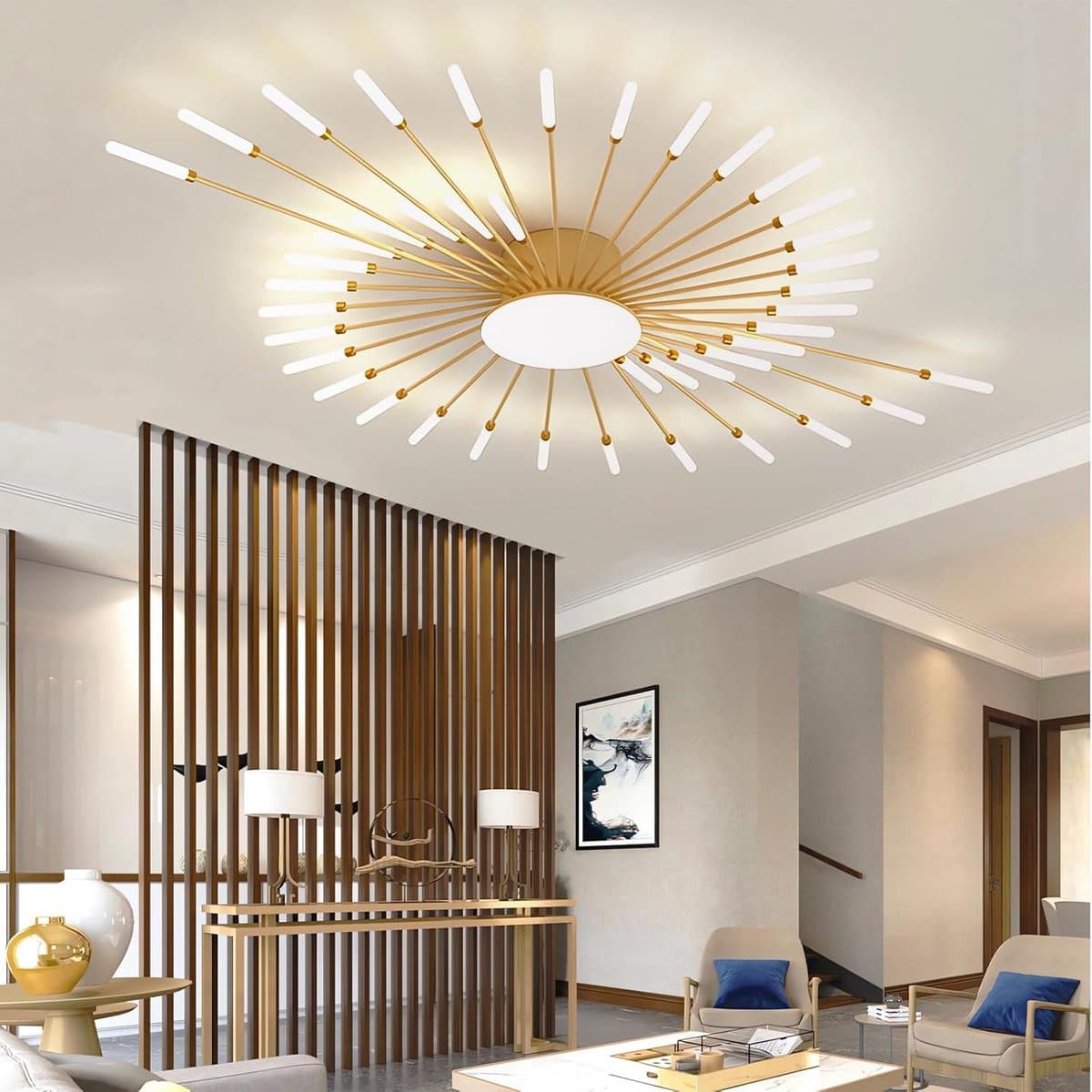 Moderne Dimmedbare LED Plafondlamp Goud/Zwart Design met Afstandsbediening — afbeelding 1