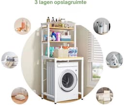 Livista® Wasmachine Kast - 3-Laags Opslagrek - Ruimtebesparende Wasruimte Organizer - 181x60x70 CM - Wit — thumbnail 5