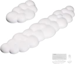 Cloud Keyboard Wrist Rest, 2-delige set: polssteun voor toetsenbord, muis en pols, ergonomische handsteun/polskussen van traagschuim voor toetsenbord, geschikt voor thuisgebruik, pc, gaming, laptop en kantoor (wit) — thumbnail 1