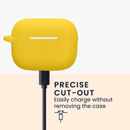 kwmobile Hoesje voor Apple Airpods Pro 2 Case met Polsbandje – Siliconen Beschermhoes met Sleutelhanger – Hoofdtelefoonhoesje in geel — thumbnail 5