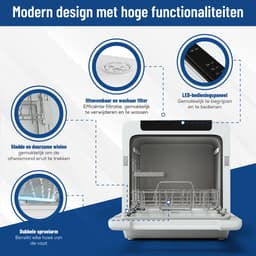 Ventux® Mini Vaatwasser Incl. App – 8 Programma’s – 2-4 couverts - Vaatwasser Vrijstaand Voor Camping - 900 Watt Afwasmachine – 42,5 x 42,8 x 45,8 cm - Wit — thumbnail 11