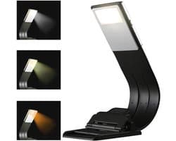 Leeslamp met boekklem, leeslamp met LED-hals, 3 kleuren, verstelbare helderheid, leeslamp voor boeken, opvouwbare leeslamp, flexibele arm voor lezen 's nachts/e-reader
