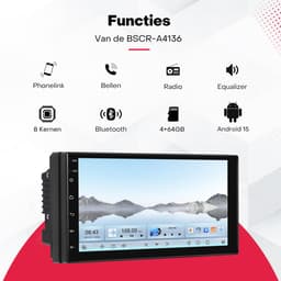 Boscer Autoradio 2DIN Universeel – 8-Core, 4+64GB – Android 15 – Draadloze Apple CarPlay & Android Auto – 7 Inch HD IPS Touchscreen – Interne Koeling – GPS Navigatie – Bluetooth, USB, WiFi & MP5 – Achteruitrijcamera & Microfoon — thumbnail 5
