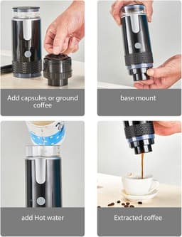 Koffiezetapparaat voor buitenfeesten, reizen, draagbare koffiemachine, compatibel met K-cupcapsules, gemalen koffie, handkoffiezetapparaat, handmatig bediend voor kamperen en wandelen — thumbnail 5