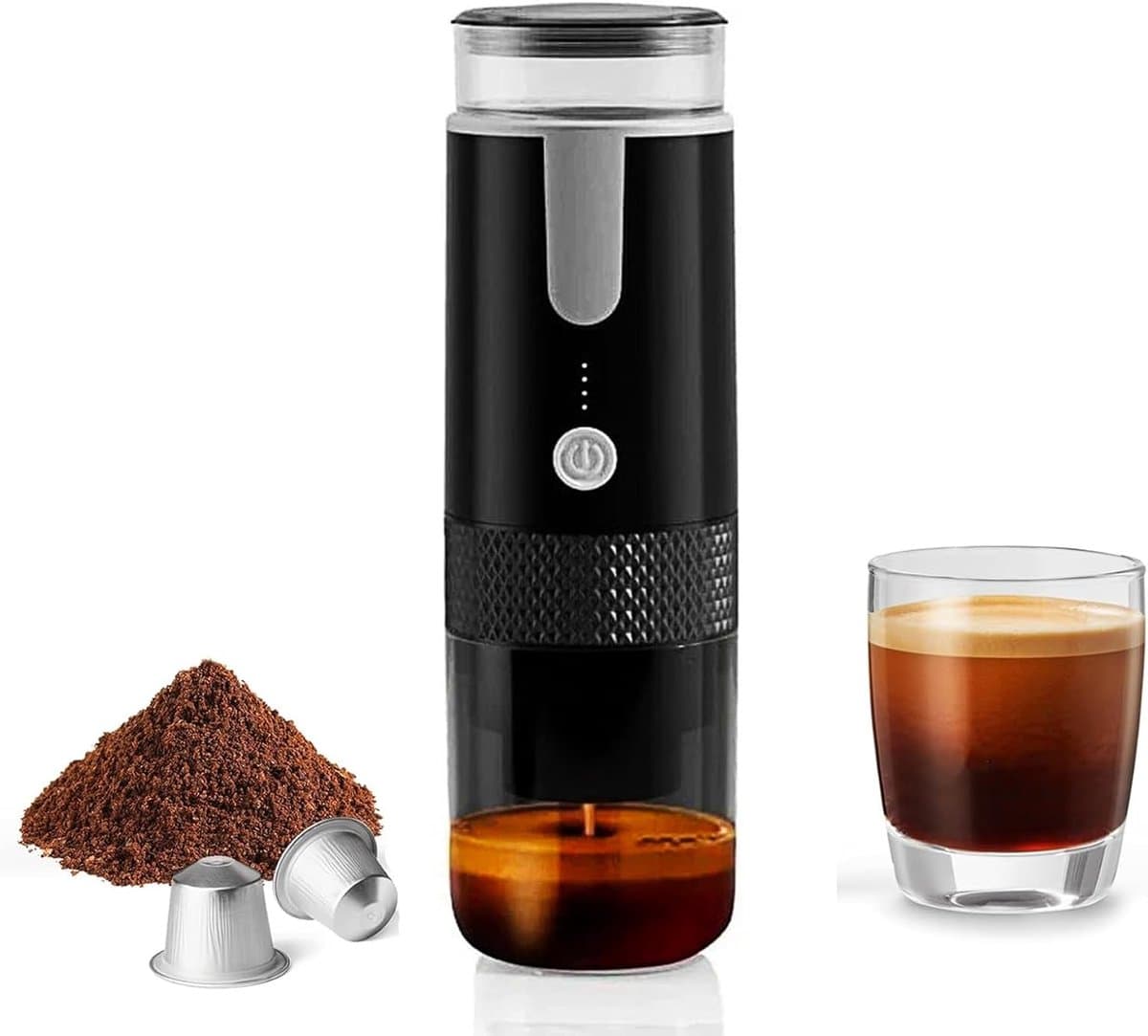 Koffiezetapparaat voor buitenfeesten, reizen, draagbare koffiemachine, compatibel met K-cupcapsules, gemalen koffie, handkoffiezetapparaat, handmatig bediend voor kamperen en wandelen — afbeelding 1