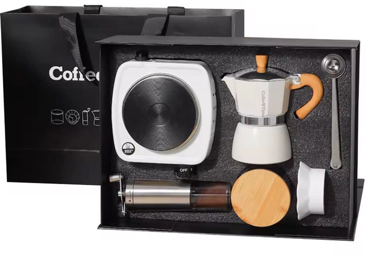 Luxe Koffie Reisset | Filter Koffie met Koffiemolen | Ketel | Voorraadpot | Koffiebonen Set — afbeelding 1