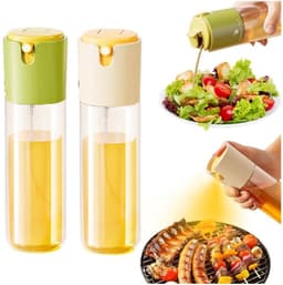 Daity glazen oliesprayfles300 ml - 2-in-1 keukenoliedispenser - heldere oliesprayfles voor keuken - airfryer - grill - bakken en koken ( 2-pack，wit en groen) — thumbnail 1