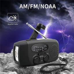 Noodradio - Noodradio Opwindbaar - 2000 mAh - Noodradio Solar Opwindbaar - Oplaadbaar & Op Batterijen - Powerbank - Solar - Zaklamp - Voor Rampen/Camping - Handmatige Crank - Zwart — thumbnail 4