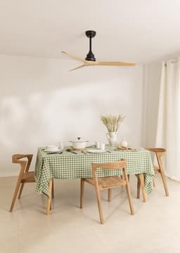 RFWR® Plafondventilator Zwart met Naturel Houten Bladen - Stil & Efficiënt - Ø132 cm — thumbnail 3