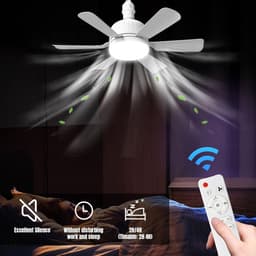 RFWR® Plafondventilator met lamp en afstandsbediening, dimbaar, 40W, 3 snelheden, 6 bladen, ideaal voor slaapkamer en woonkamer — thumbnail 1
