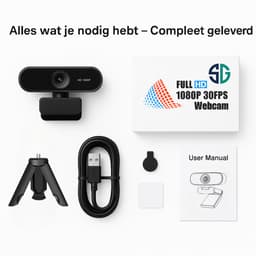 SyncGear Webcam met Microfoon – Full HD 1080p – Inclusief Statief & Cover – Autofocus – Plug & Play USB – Voor Laptop & PC – Streaming Camera – Zoom / Teams / Thuiswerken – Usb Webcam – Computer Camera — thumbnail 6