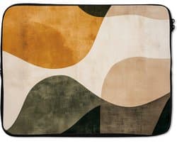Laptophoes 17 inch - Vormen - Okergeel - Abstract - Laptop sleeve - Binnenmaat 41x28 cm - Zwarte achterkant