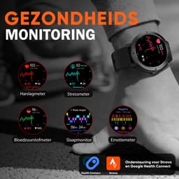 Synyq Evo Pro - GPS Smartwatch - 4 Bandjes - 42mm - AMOLED - 5ATM Waterdicht - Stappenteller - Hartslagmeter - Slaapmonitor - Multisport - Belfunctie - Bluetooth Smartwatch voor Dames en Heren - iOS & Android - Zwart — thumbnail 4