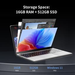 Acmine Laptop - 15.6" FHD IPS - 16 GB RAM - 512GB SSD - Intel Alder Lake i7-6500U - Windows 11 - Vingerafdrukontgrendeling - Met AZERTY-Toetsenbordsticker - Grijs — thumbnail 4