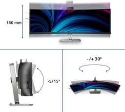 Philips 49B2U6900CH - Ultrawide QHD Curved Monitor - USB-C 100w - RJ45 - KVM switch - HDR400 - Webcam - 5jr Garantie - 49 inch — thumbnail 3