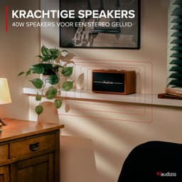 Retro speaker - Audizio Tune60 - Bluetooth speaker - Met afstandsbediening - 40W - Bruin — thumbnail 4
