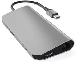 USB-C Hub Multiport Adapter, Dockingstation met 4K HDMI, 60W PD-opladen, 3 USB-A, Ethernet, Micro/SD-kaartlezer, Geschikt voor MacBook Pro/Air M1 M2 M3, Windows - Spacegrijs