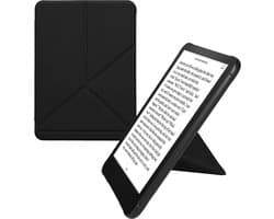 kwmobile e-reader hoesje geschikt voor Amazon Kindle Paperwhite (2024)/Colorsoft hoes - Ereader flip case met standaard - E reader cover van kunstleer - In zwart
