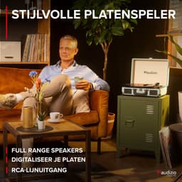 Retro platenspeler met platenkoffer - Audizio RP116BL - Platenspeler Bluetooth - Met speakers - Blauw — thumbnail 3