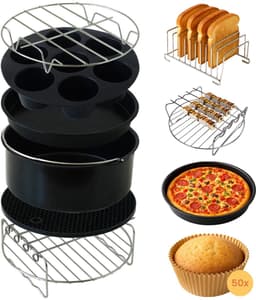 Goliving Airfryer Accessoires Set - Geschikt voor Airfryers vanaf Ø20,5 cm - 50x Cupcake Vormpjes - Bakvorm - Cakevorm - Muffinvorm - Pizzapan — thumbnail 1