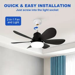 Nivard Plafondventilator - Met Verlichting - Plafond Ventilator - Met Lamp - Plafonniere Met Ventilator - Met Licht - Zwart - 50cm — thumbnail 2
