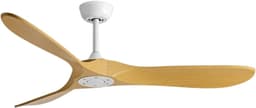 Nivard Plafondventilator - Met Verlichting - Plafond Ventilator - Met Lamp - Plafonniere Met Ventilator - Licht Hout/Wit - 152cm — thumbnail 1