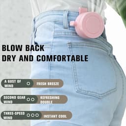 RFWR® Draagbare Mini Tailleclip Ventilator met 360 Graden Rotatie - USB & Batterij Aangedreven, Bladloos Ontwerp, Handsfree Persoonlijke Koeler met 3 Snelheden — thumbnail 1