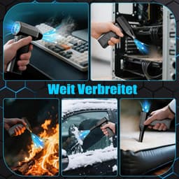 RFWR® Elektrische Stofblazer 130.000 tpm - Krachtige, Draagbare Mini Reinigingsblazer met 3 Snelheden voor Thuis, Auto en Buiten — thumbnail 3