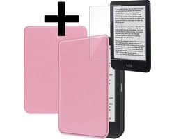 Hoes Geschikt voor Kobo Clara BW - E-reader Bescherm Hoesje Case Sleep Cover Met Screenprotector - Hoes Geschikt voor Kobo Clara BW Hoesje - Roze