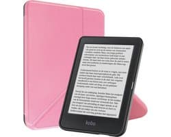 Hoes Geschikt voor Kobo Clara BW - Luxe E-reader Trifold Case - Bescherm Hoesje Book Cover - Roze