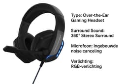 Gaming Headset Geschikt voor Playstation 4, 5, PS4, PS5, Xbox One, Xbox Series & PC – 360° Stereo Surround – RGB – Noise Canceling – Soft Earpads – Over-the-Ear – Bedraad – Met In-Line Volumeregeling — thumbnail 4